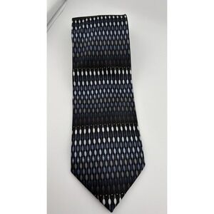 Harve Benard Benard Holtzman Mens Silk Tie Black Blue Geometric Teardrop Pattern